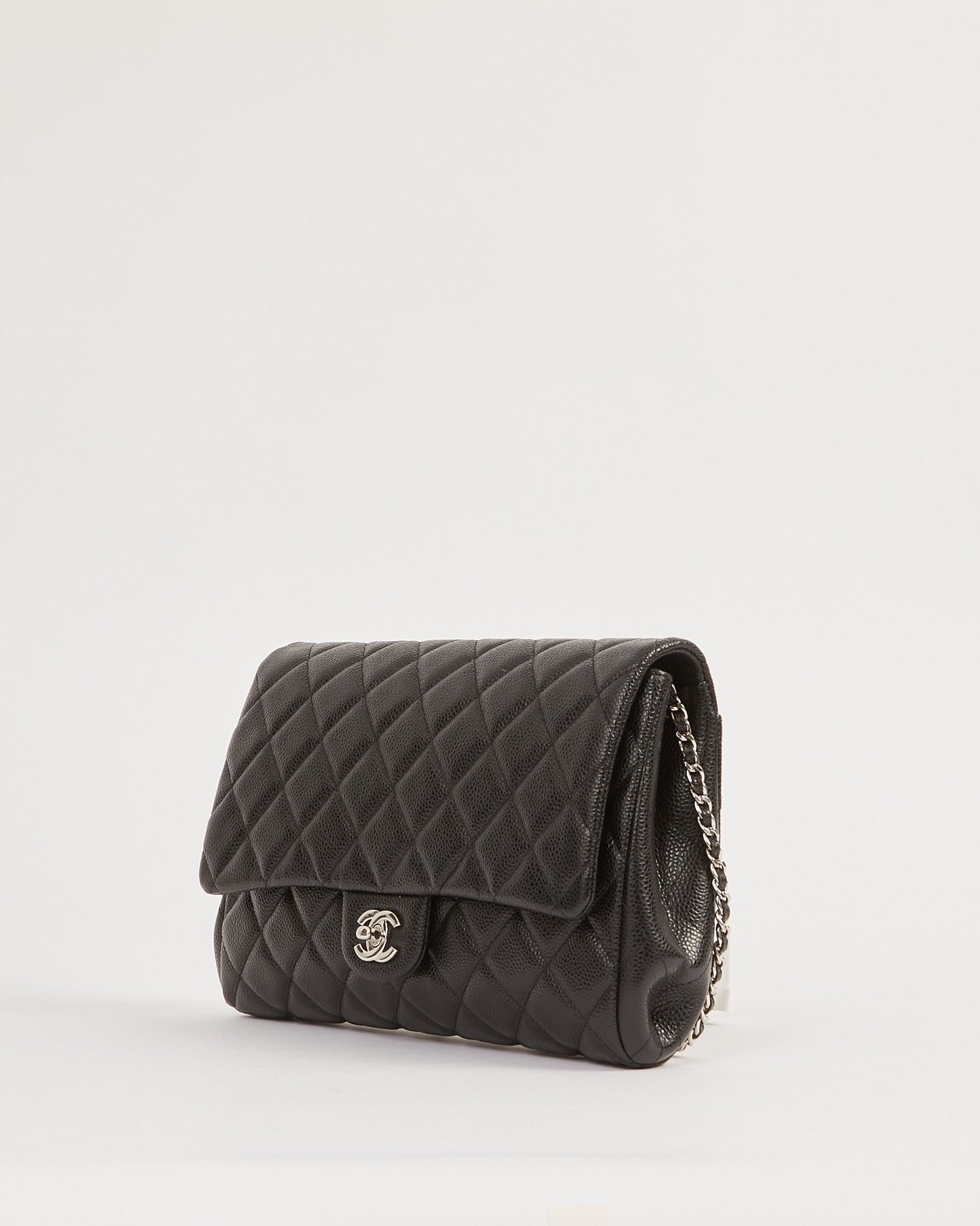 Chanel Black Quilted Lambskin Leather Chain Clutch Flap Bag