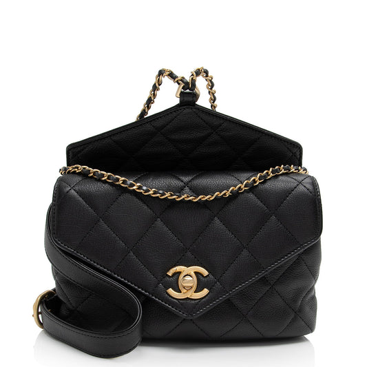 Chanel¬†Calfskin Quilted Carry With Chic Flap Waist Bag (SHF-zM1SNQ)