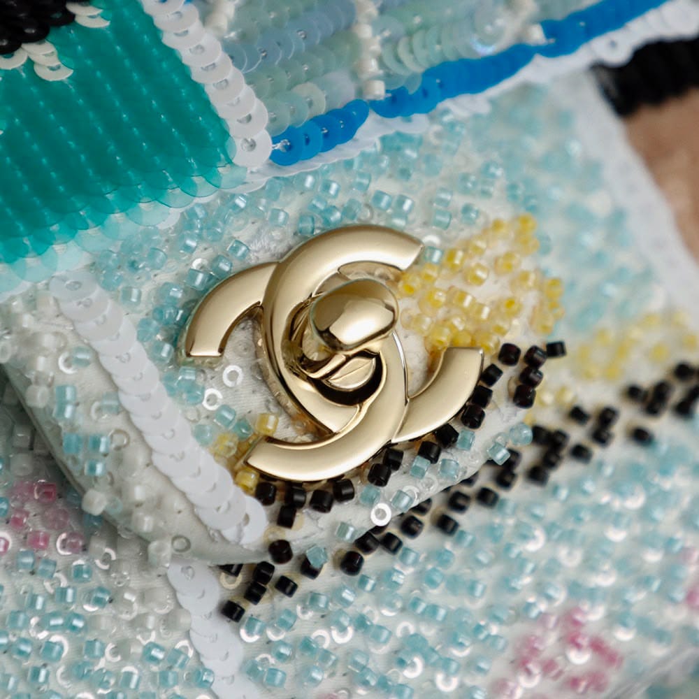 Chanel Classic Double Flap Sequin Patchwork Shoulder Bag Multicolor