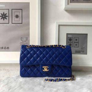 Chanel Classic Clutch With Chain  CWC Lambskin Blue SiLouis Vuittoner-Toned