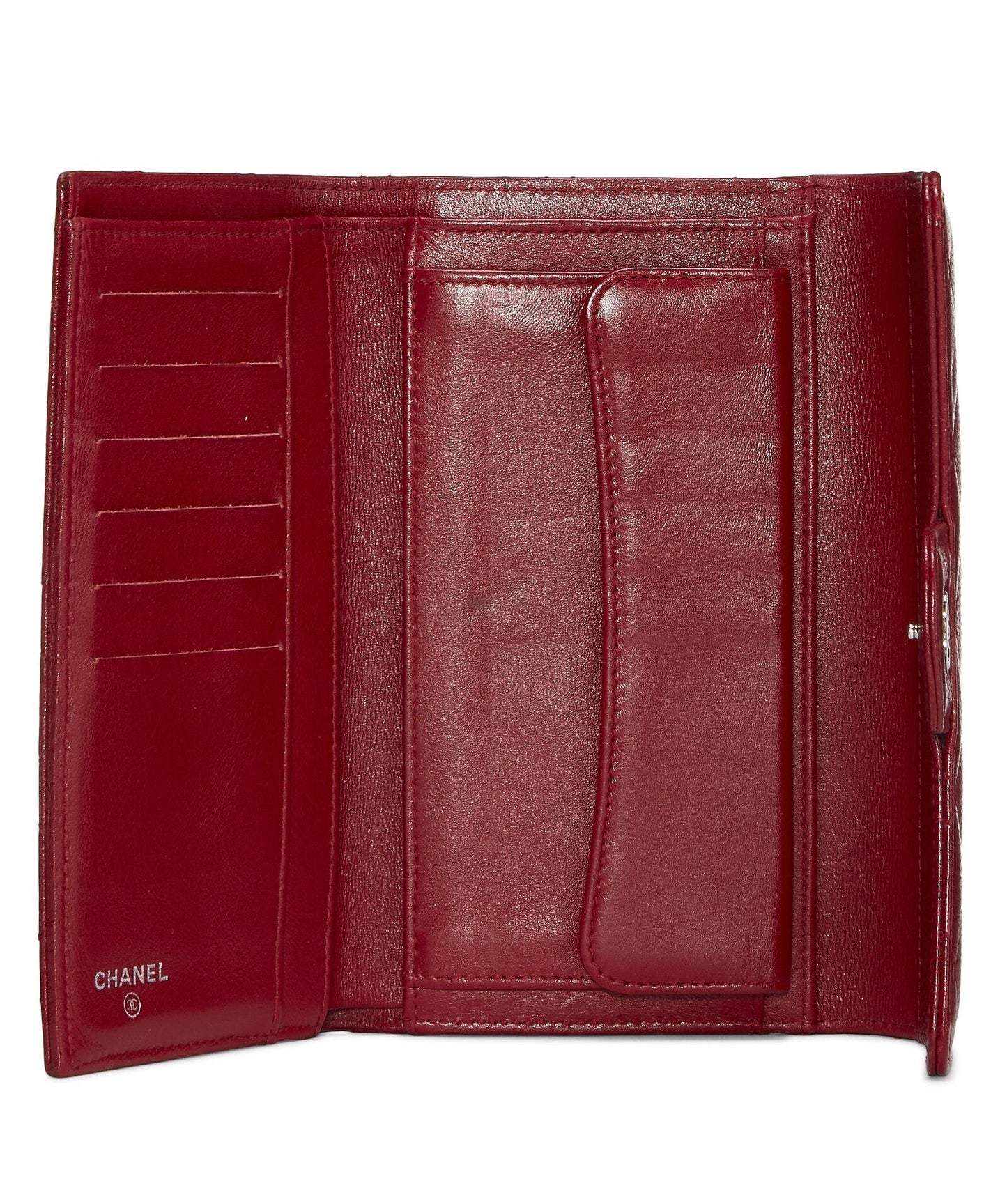 CHANEL CAVIAR QUILTED RED FLAP TRIFOLD WALLET