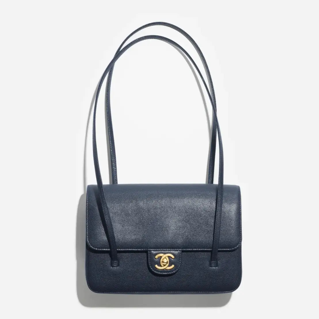 Chanel Small Flap Bag Grained Shiny Calfskin Leather Black