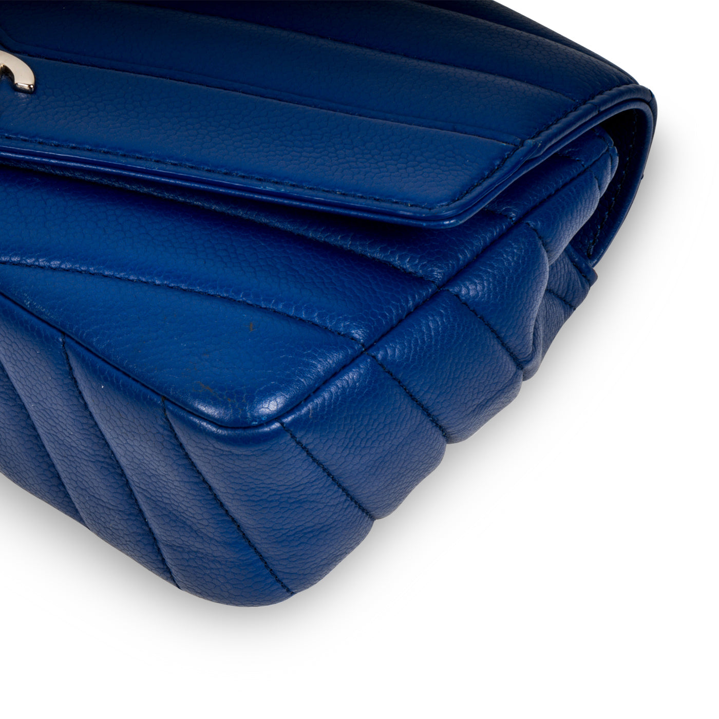 Chanel Blue Chevron Single Flap Bag