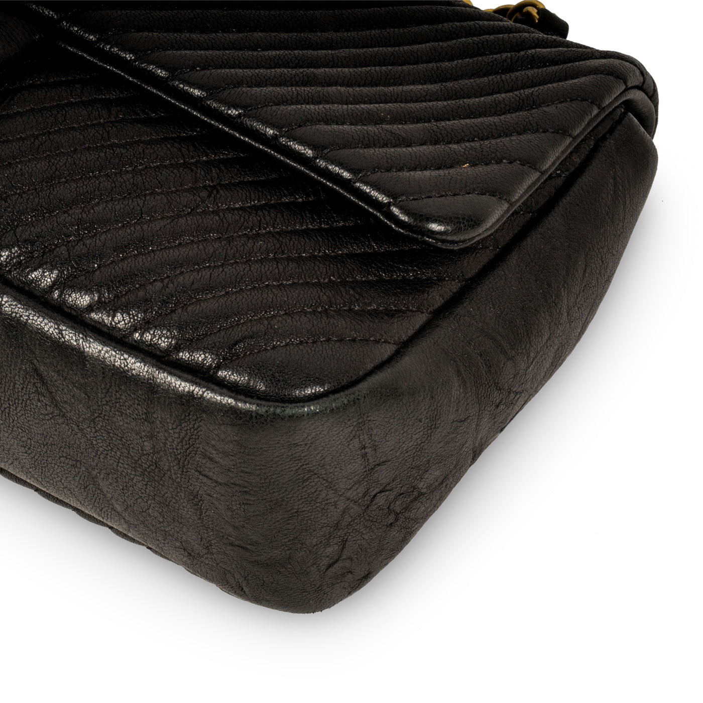 Chanel Chevron Single Flap Bag - Black - GHW