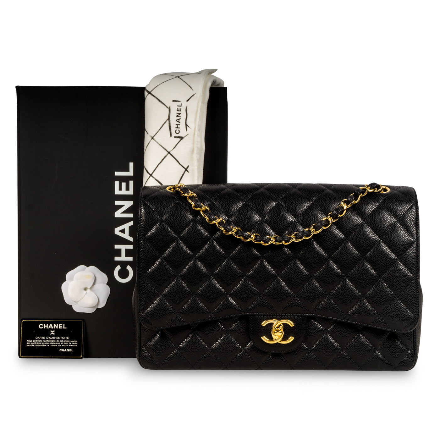 Chanel Classic Flap Bag Maxi - Caviar - Black - GHW