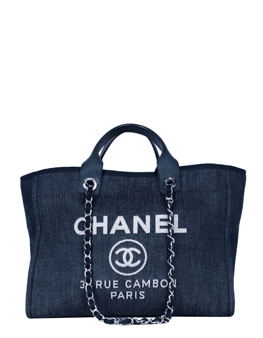 Chanel Dark Blue Medium Deauville Tote Bag