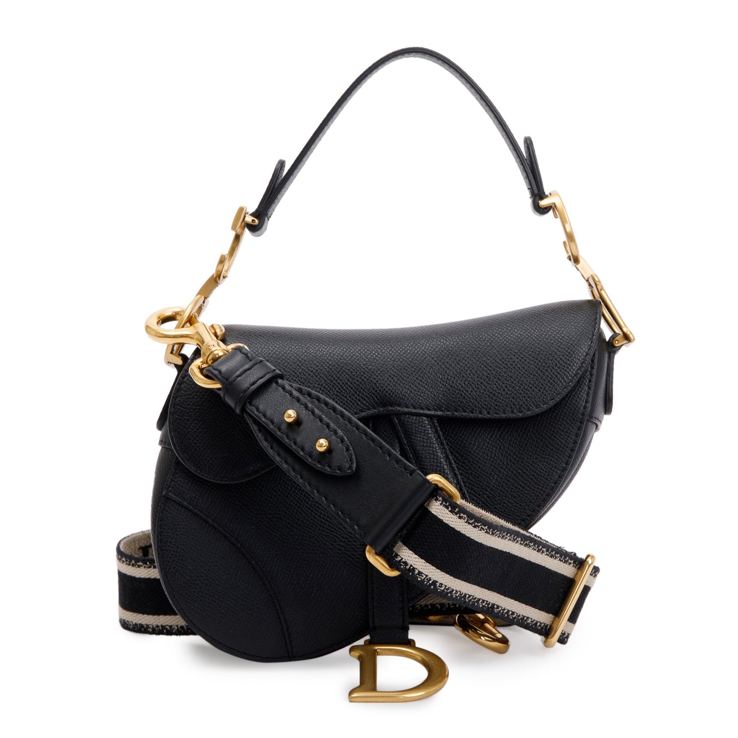 Christian Dior 2020 Black Calfskin Leather Mini Saddle Bag