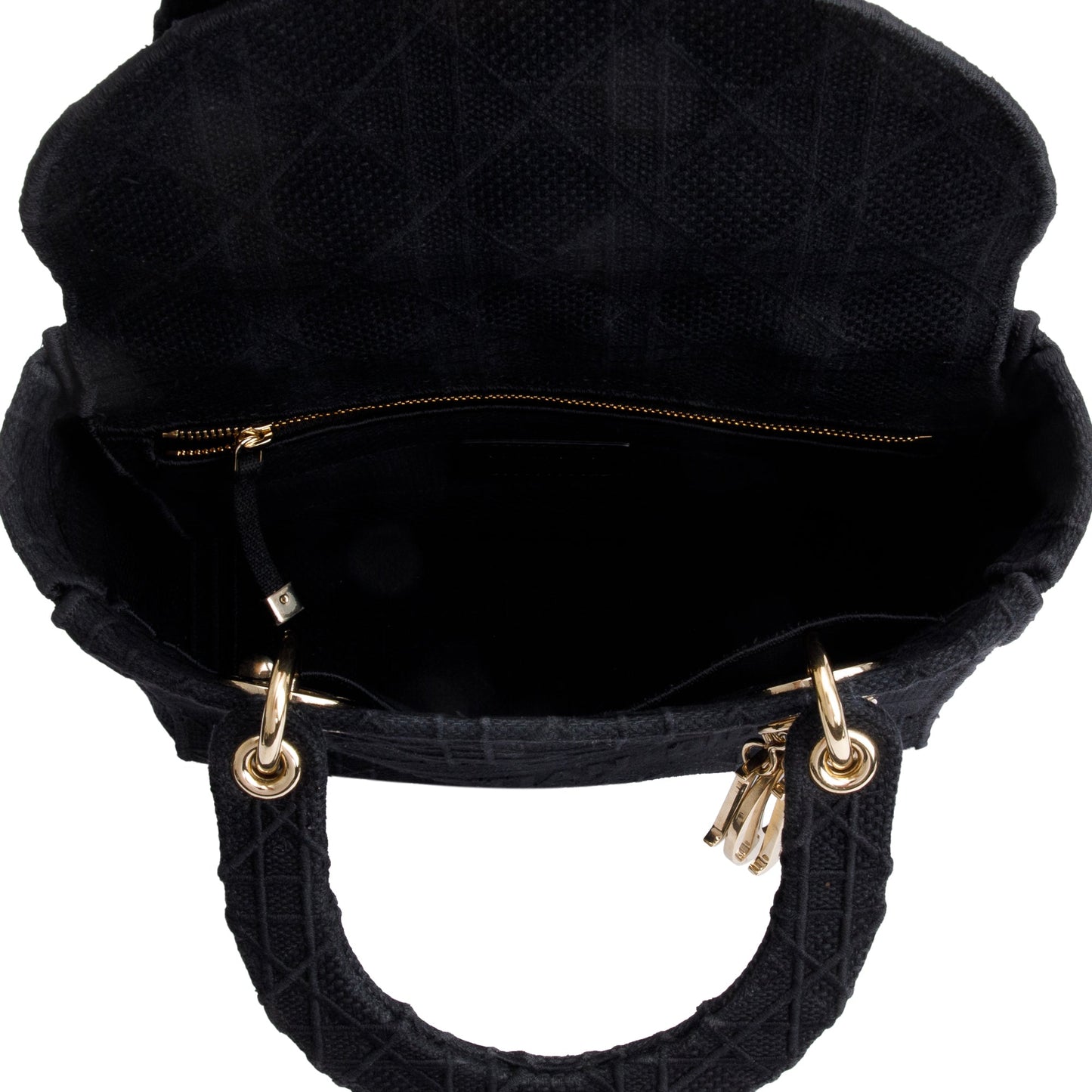 Christian Dior 2020 Black Toile De Jouy Embroidery Medium Lady D-Lite Bag