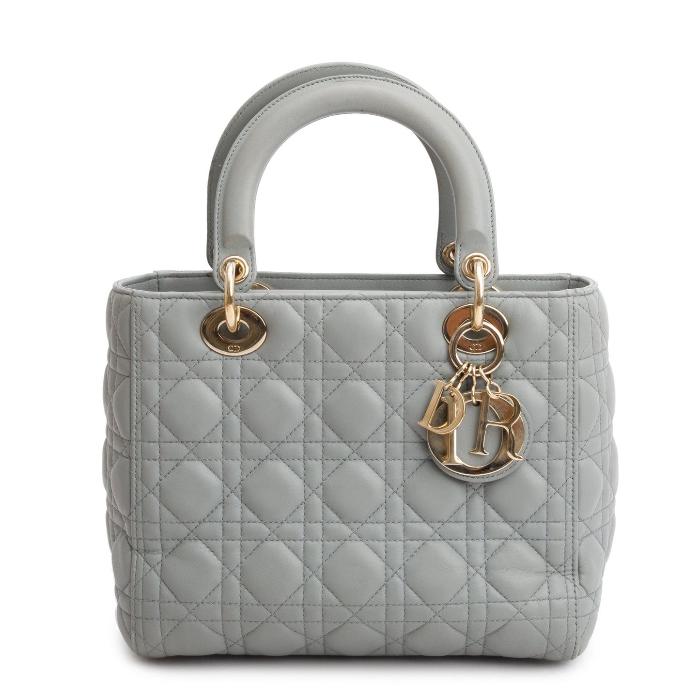 Christian Dior 2020 Grey Cannage Lambskin Leather Medium Lady Dior Bag