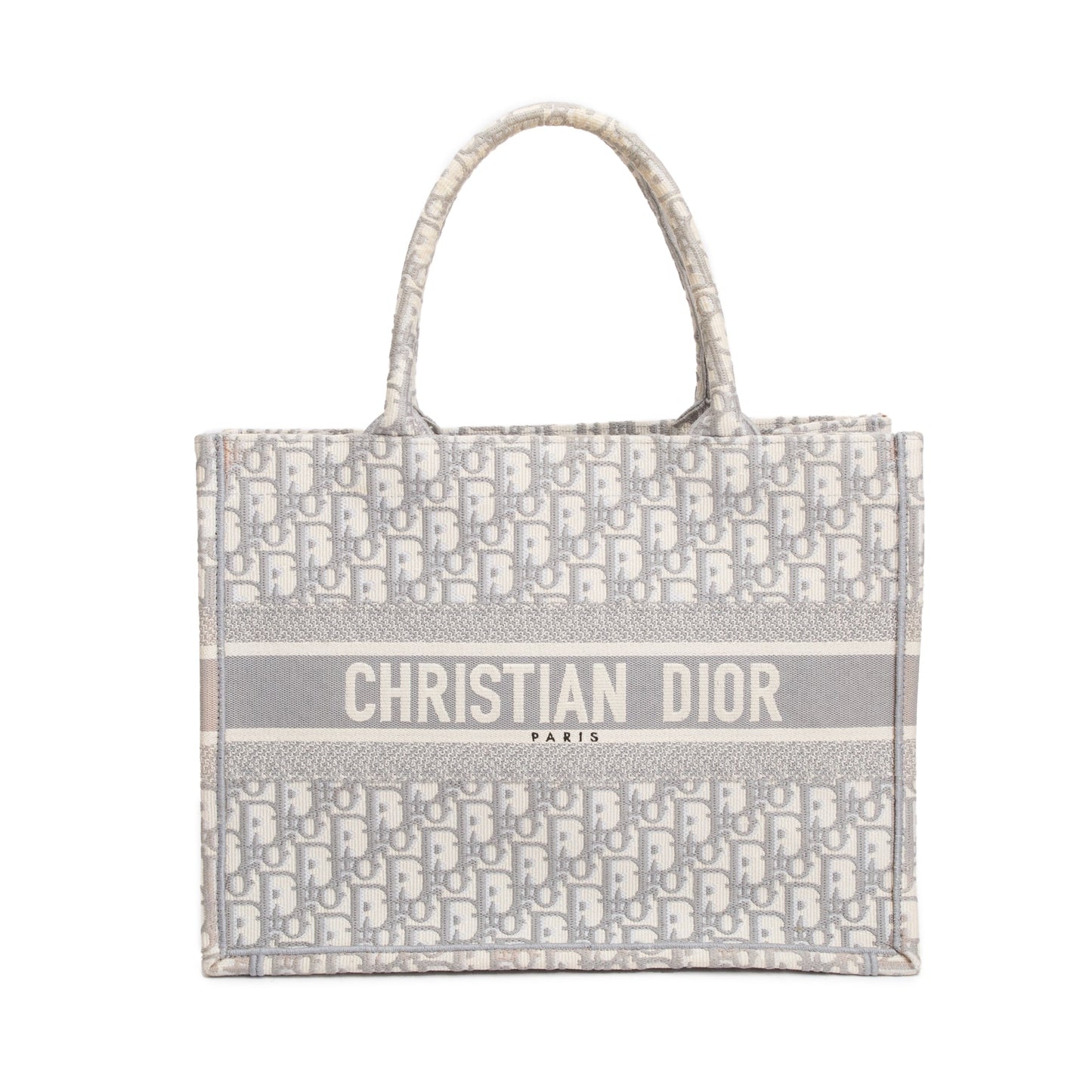 Christian Dior 2020 Grey Oblique Embossed Leather Medium Book Tote