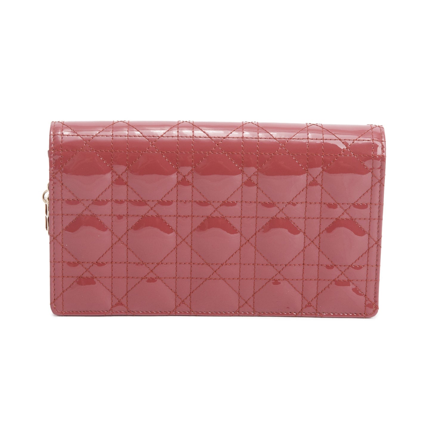 Christian Dior 2020 Pink Cannage Patent Leather Lady Dior Chain Pouch