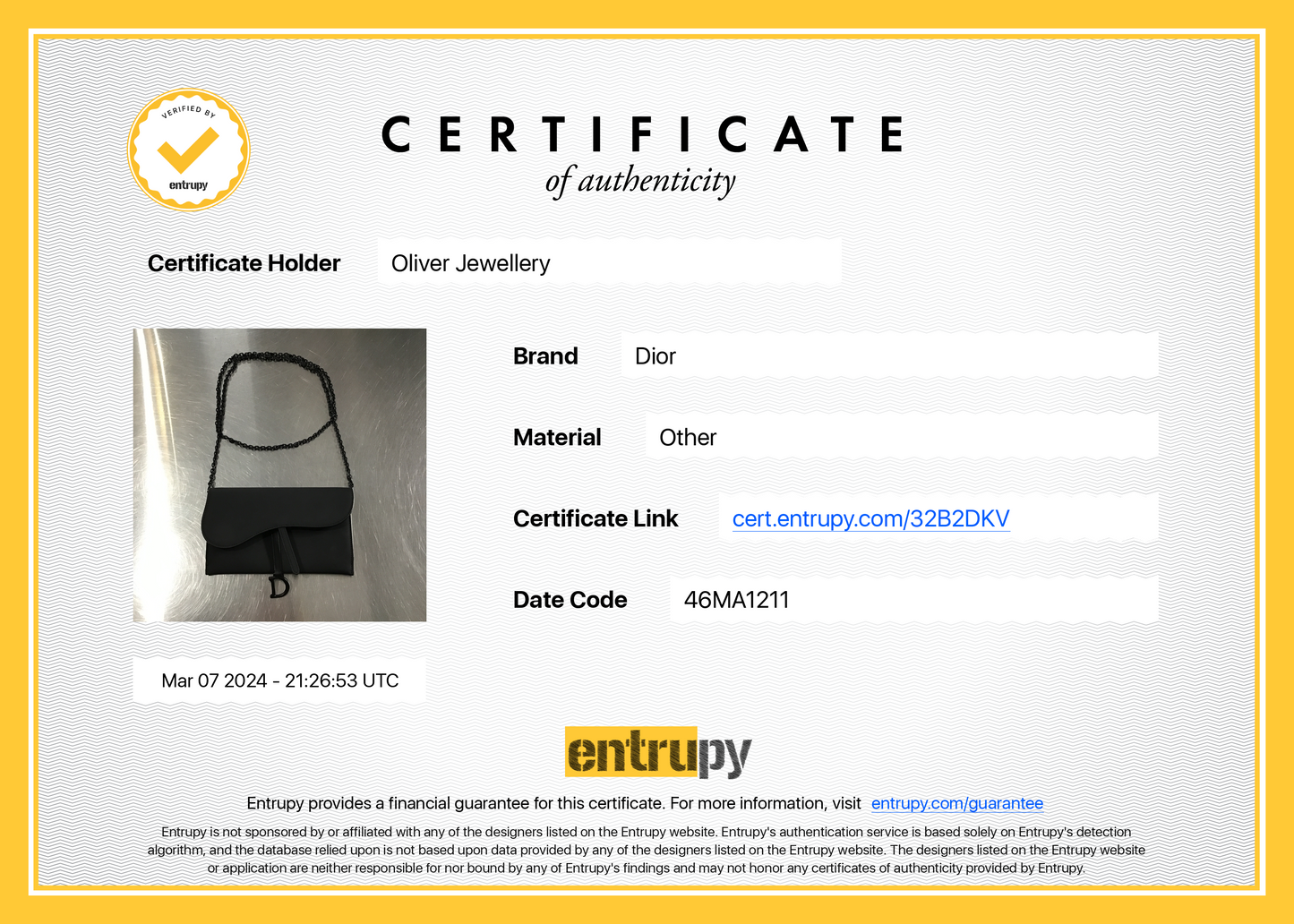 Christian Dior 2021 Black Leather Long Saddle Wallet With Chain