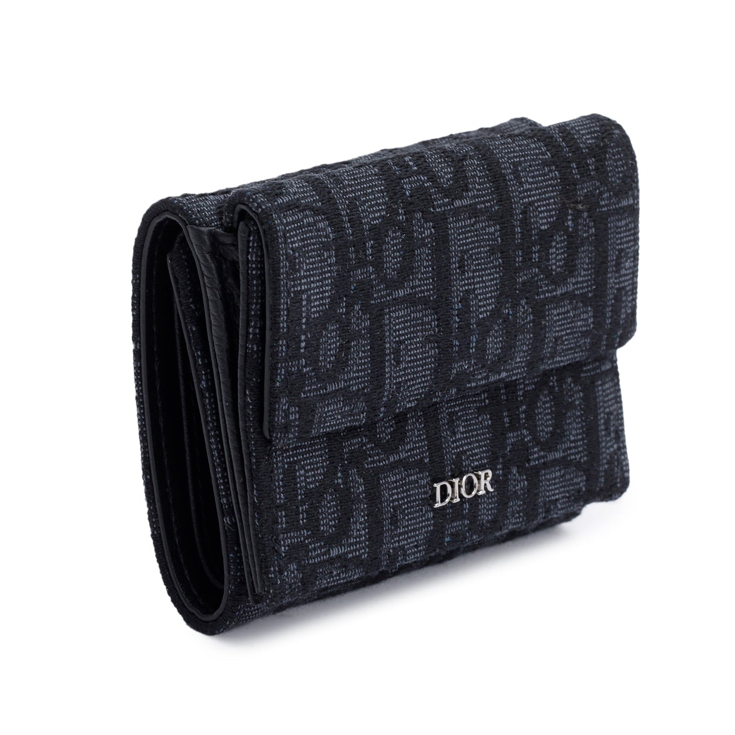 Christian Dior 2021 Black Oblique Trifold Compact Wallet