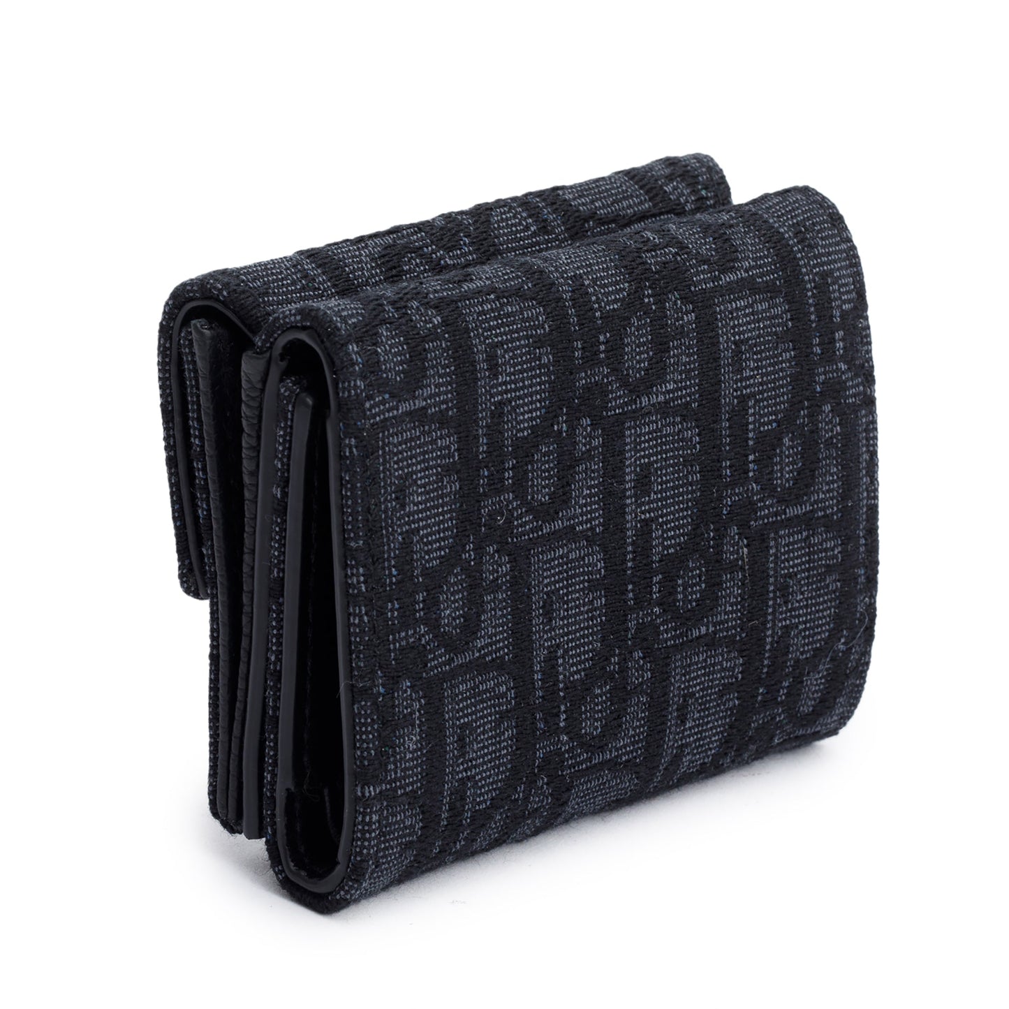 Christian Dior 2021 Black Oblique Trifold Compact Wallet