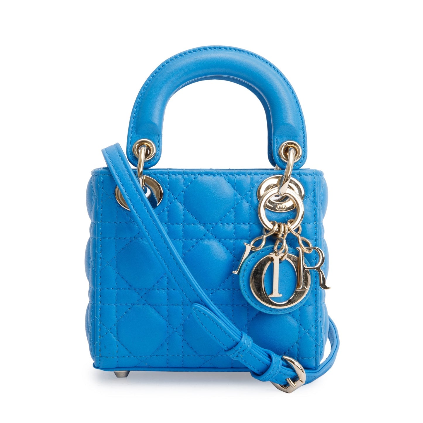Christian Dior 2021 Blue Leather Micro Lady Dior Bag