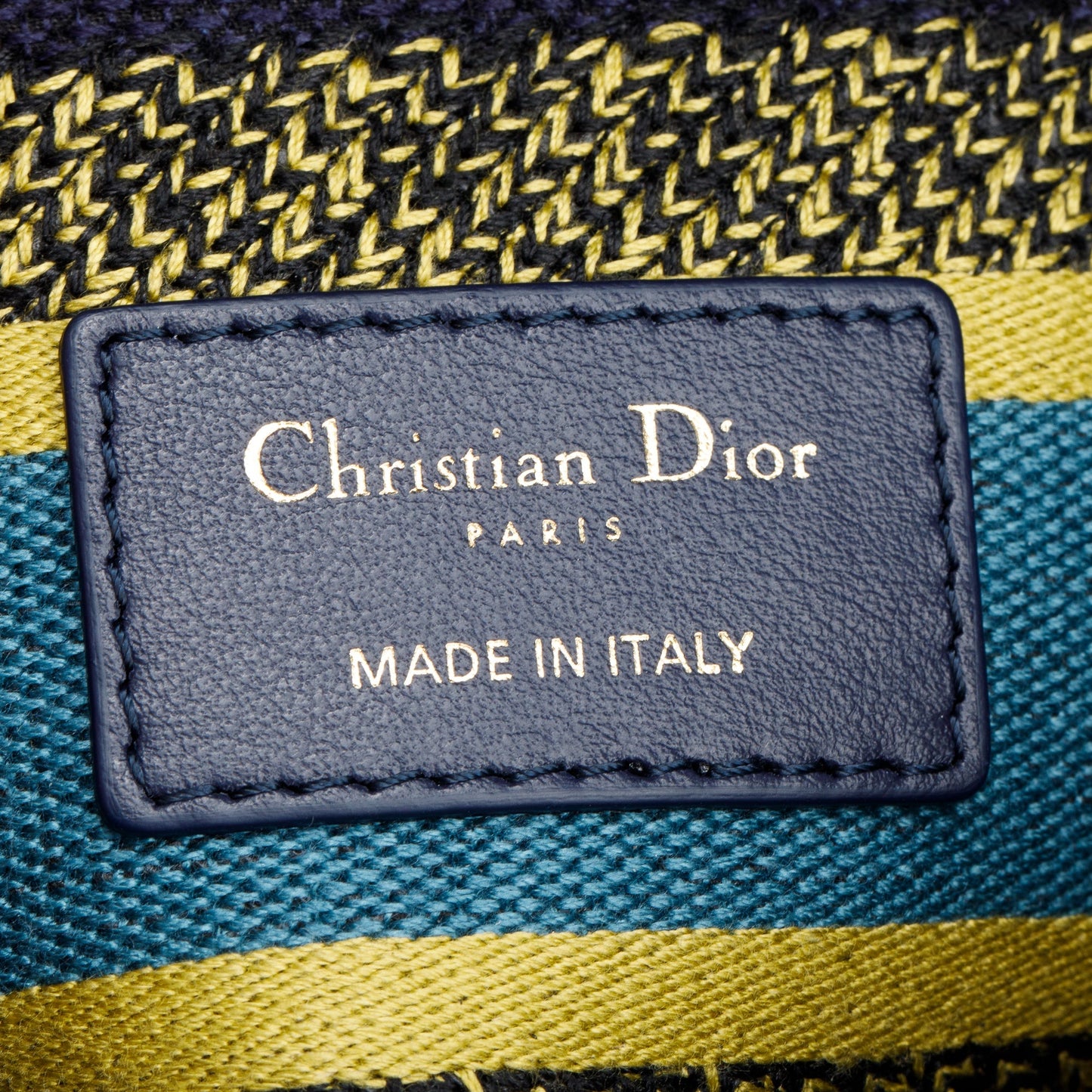 Christian Dior 2021 Blue Multicolor Zodiac Embroidery Medium Lady D-Lite Bag