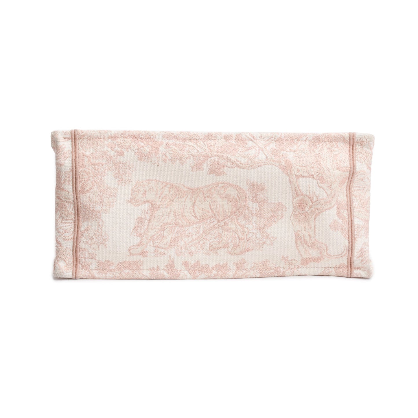 Christian Dior 2021 Ecru and Pink Toile De Jouy Embroidery Medium Book Tote