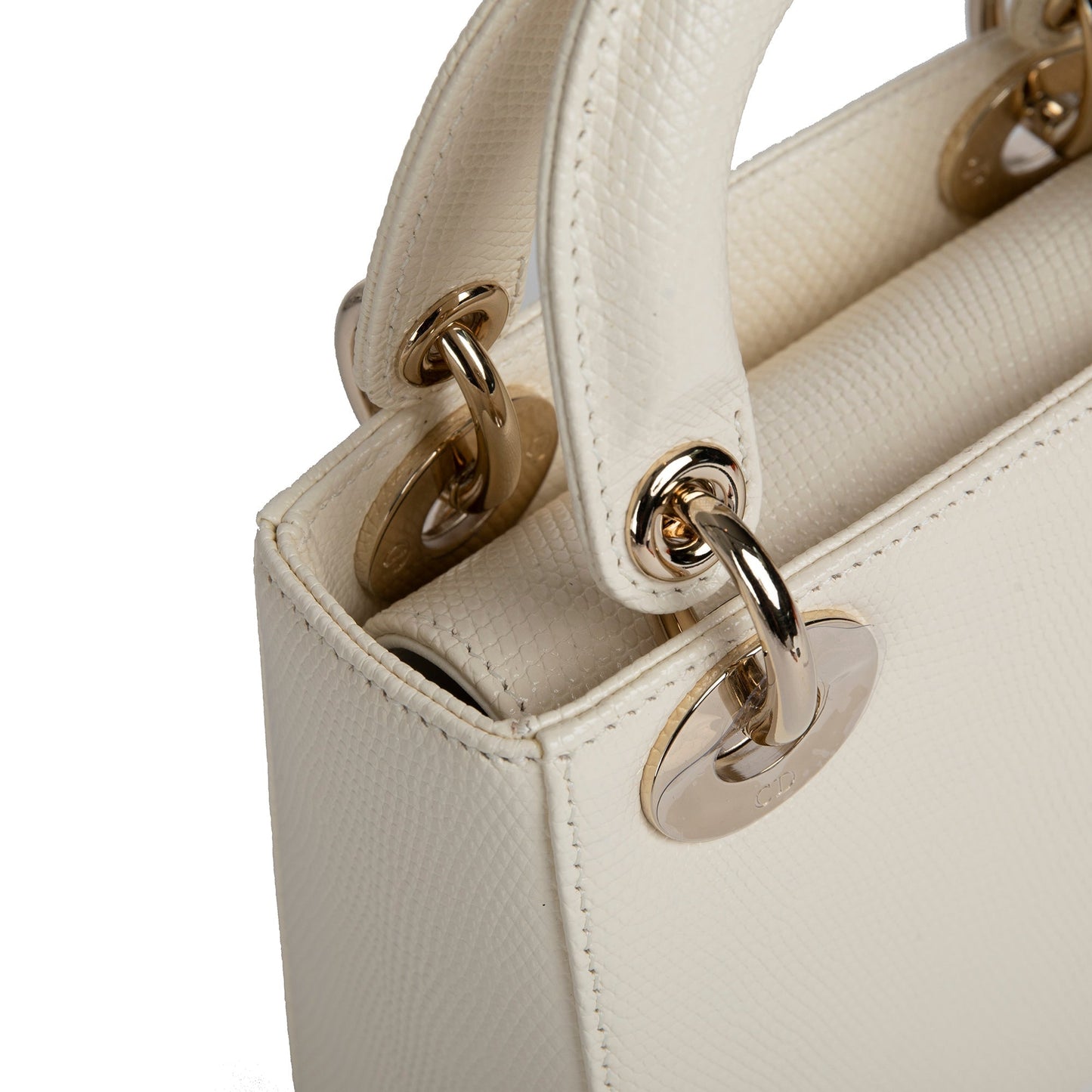 Christian Dior 2021 White Lizard Mini Lady Dior Bag