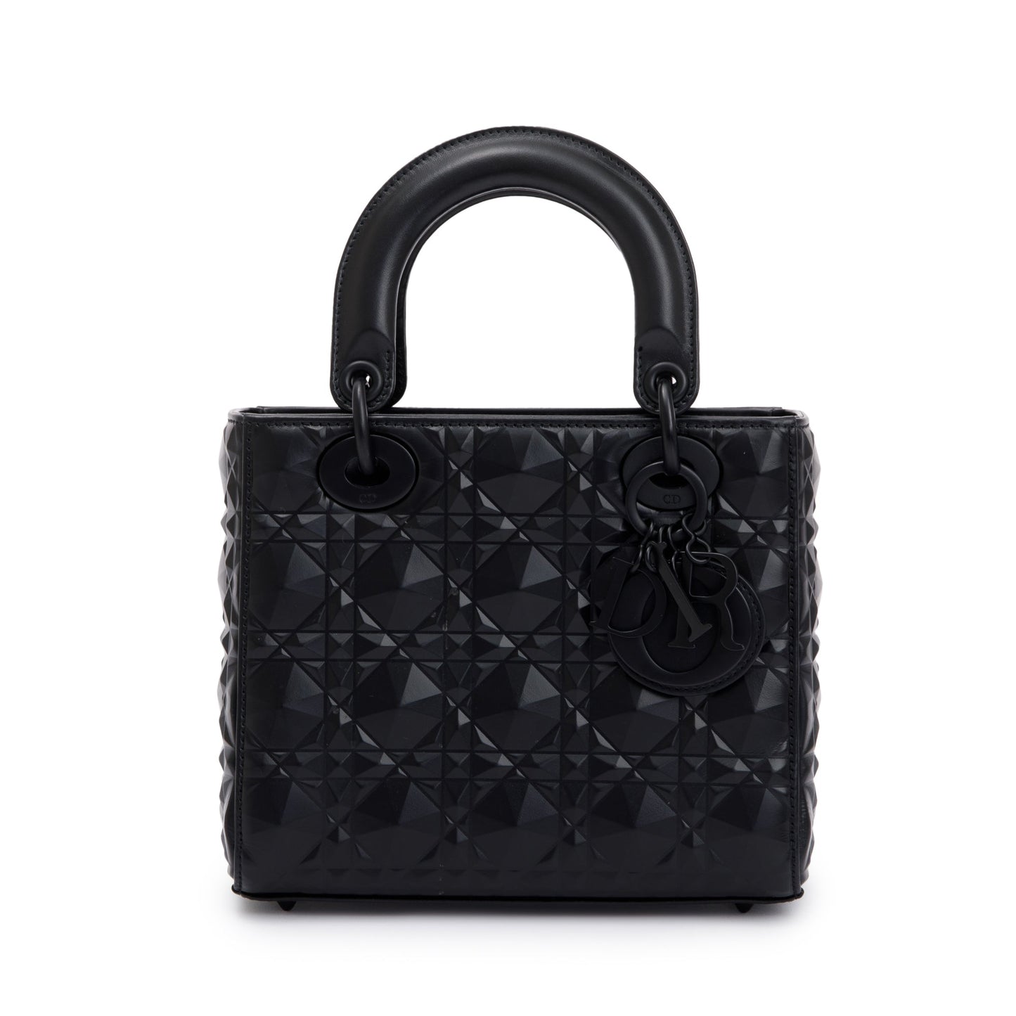 Christian Dior 2022 Black Diamond Motif Cannage Leather Small Lady Dior My Abcdior Bag