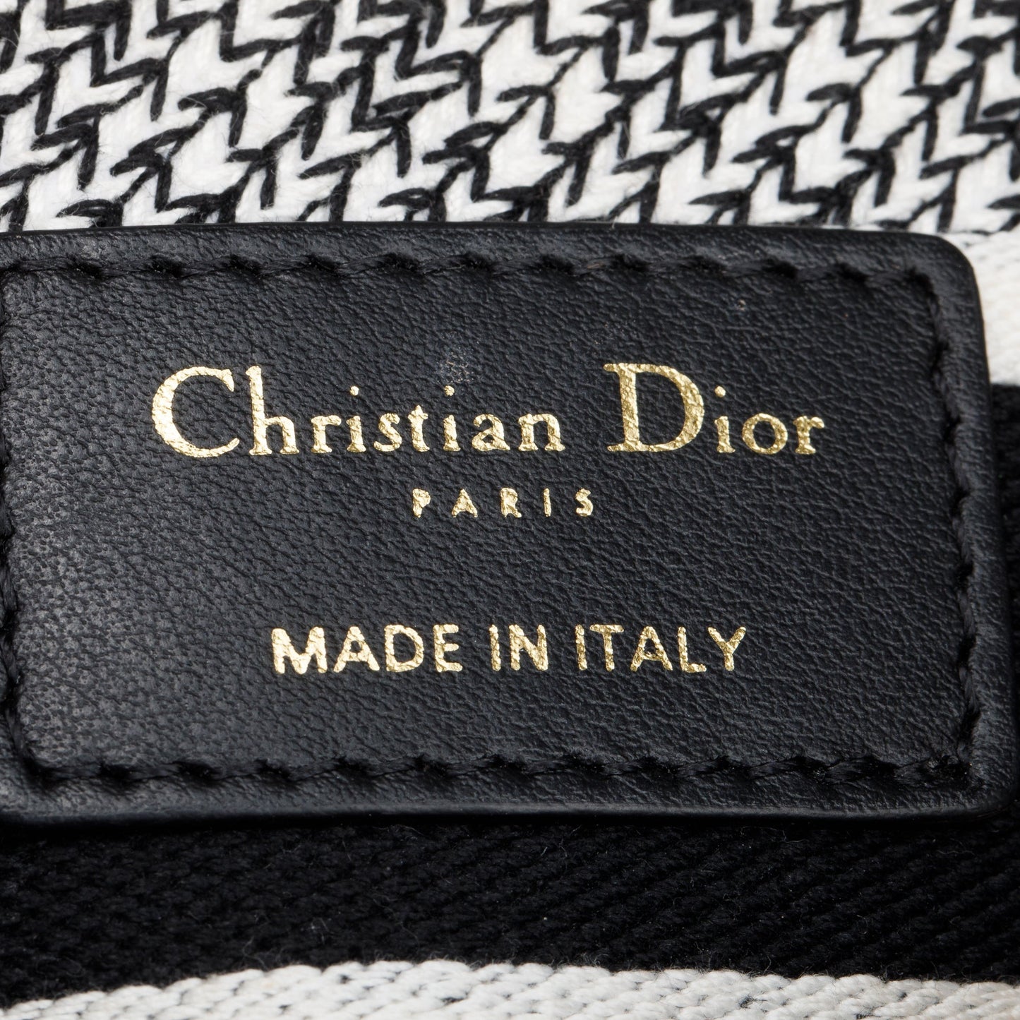 Christian Dior 2022 Black/White Houndstooth Embroidered Medium Lady D-Lite Bag