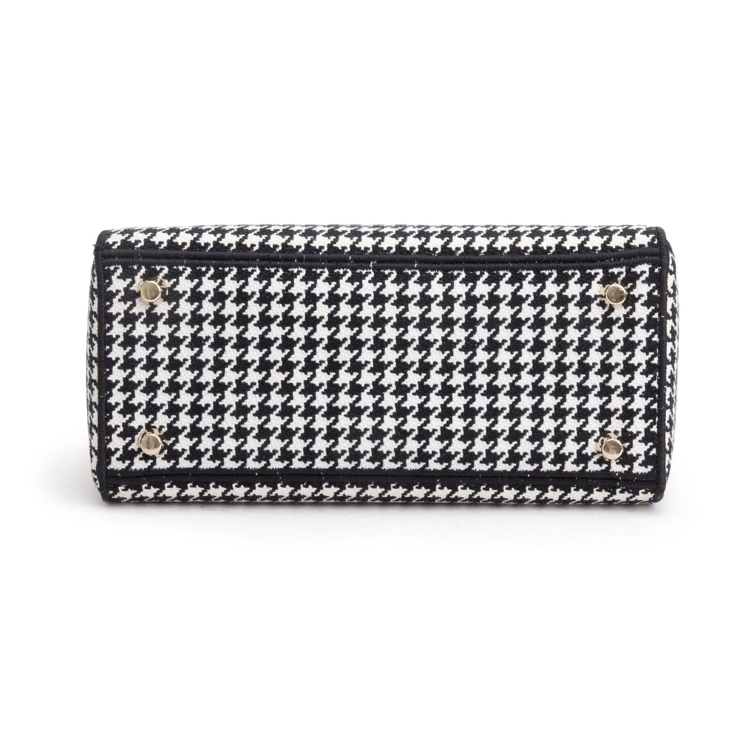 Christian Dior 2022 Black/White Houndstooth Embroidered Medium Lady D-Lite Bag