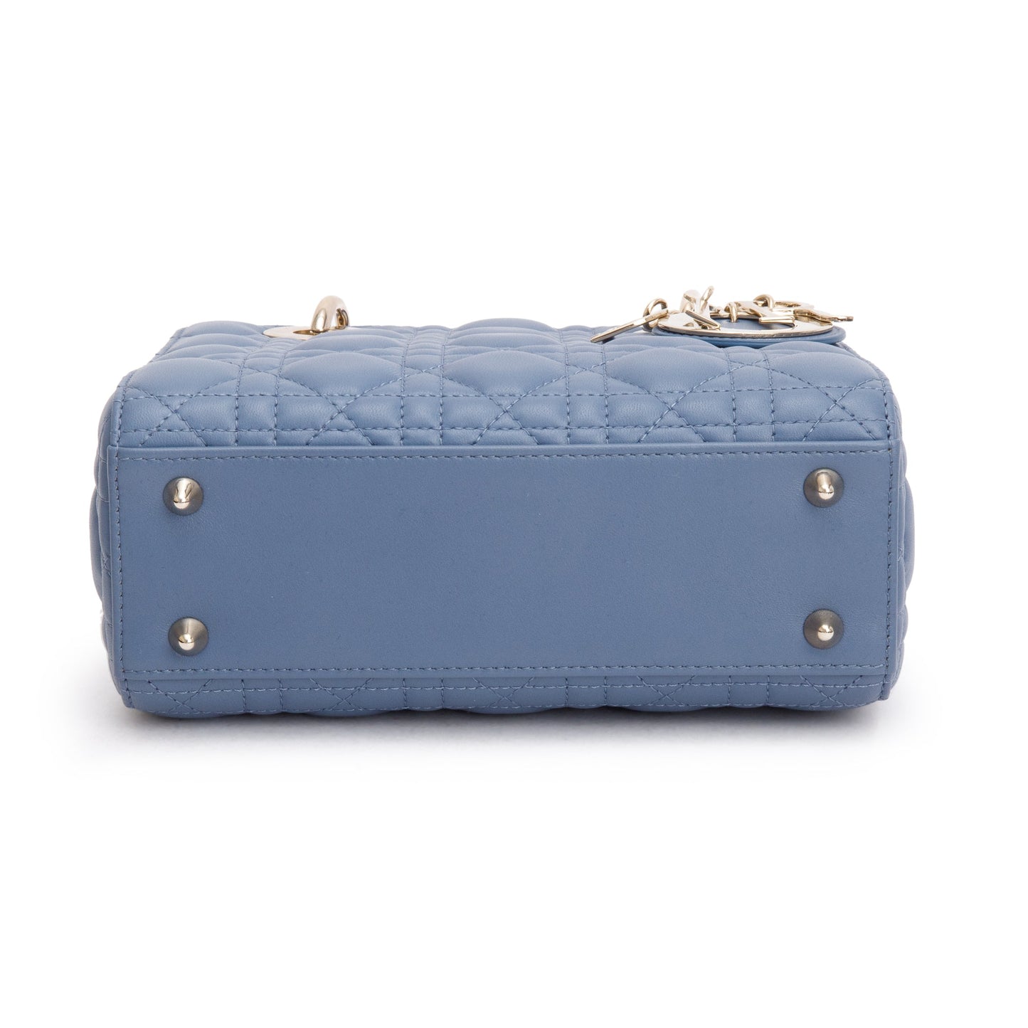 Christian Dior 2022 Blue Cannage Lambskin Leather Small Lady Dior Bag