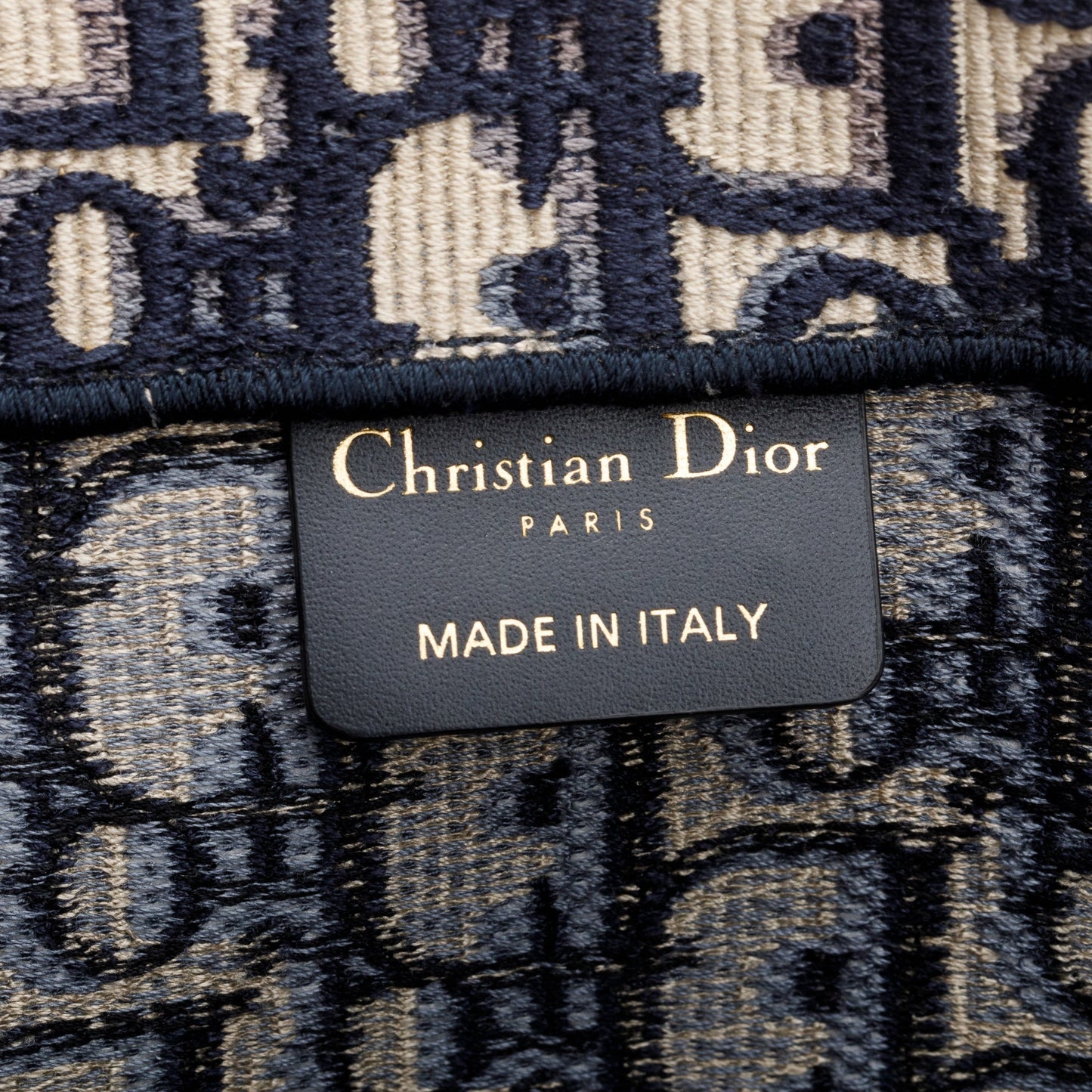 Christian Dior 2022 Ecru and Blue Dior Oblique Embroidery Large Book Tote