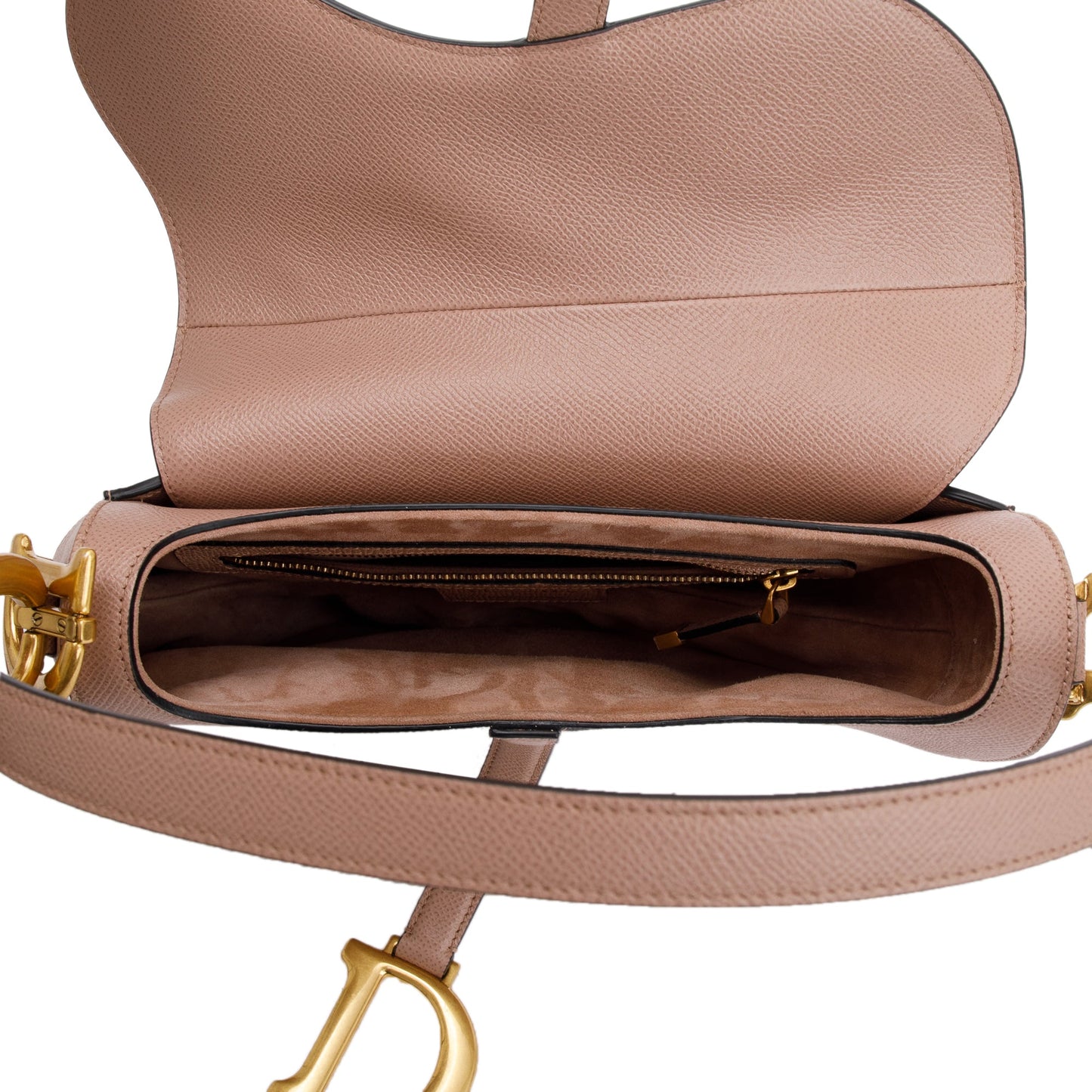Christian Dior 2022 Neutral Grained Calfskin Leather Medium Saddle Bag