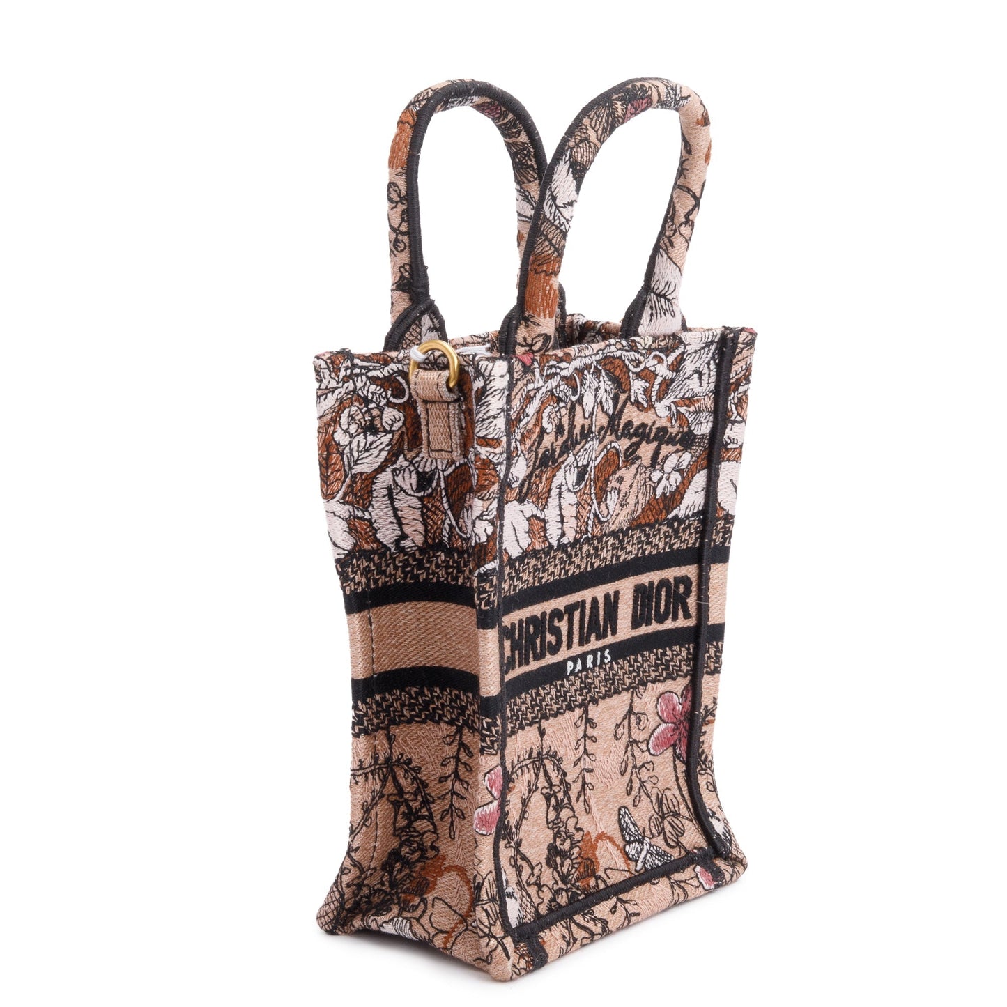 Christian Dior 2022 Pink Jardin Magique Embroidered Mini Vertical Book Tote