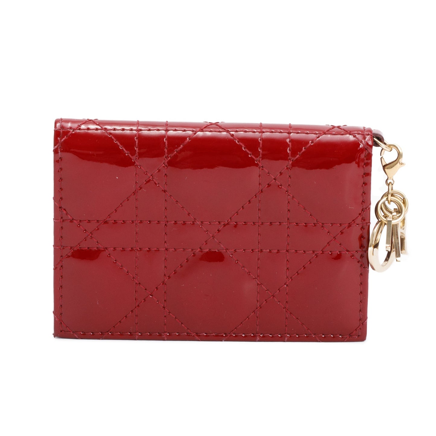 Christian Dior 2023 Red Patent Leather Bloom Flap Card Holder