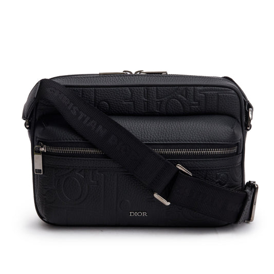 Christian Dior 2026 Black Leather Rider 2.0 Zipped Messenger Bag