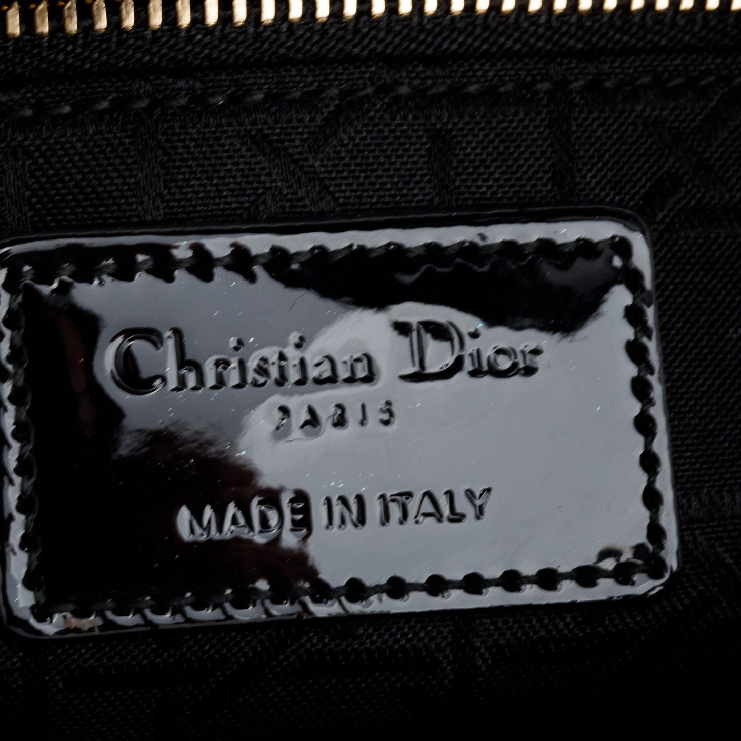 Christian Dior Black Cannage Patent Leather Mini Lady Dior Bag