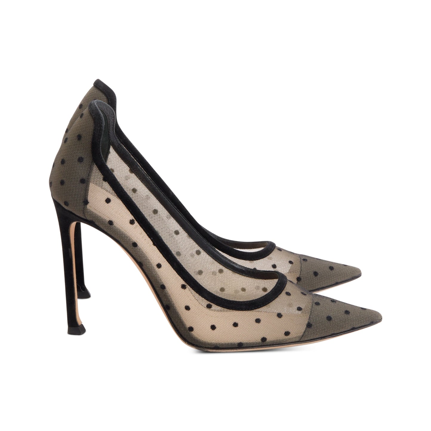 Christian Dior Black Mesh Polka Dot D-Moi Pumps, Size 37.5