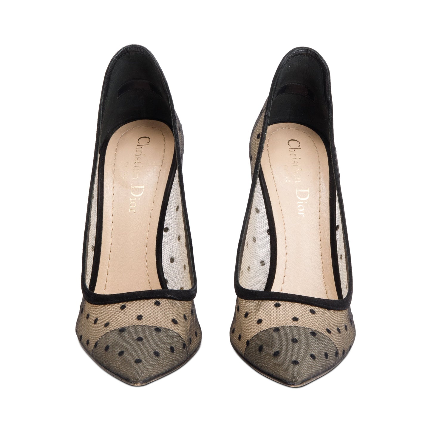 Christian Dior Black Mesh Polka Dot D-Moi Pumps, Size 37.5