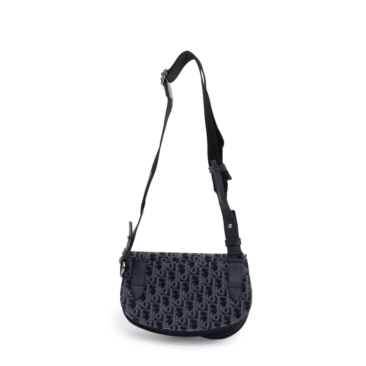Christian Dior Black Oblique Jacquard Saddle Pouch