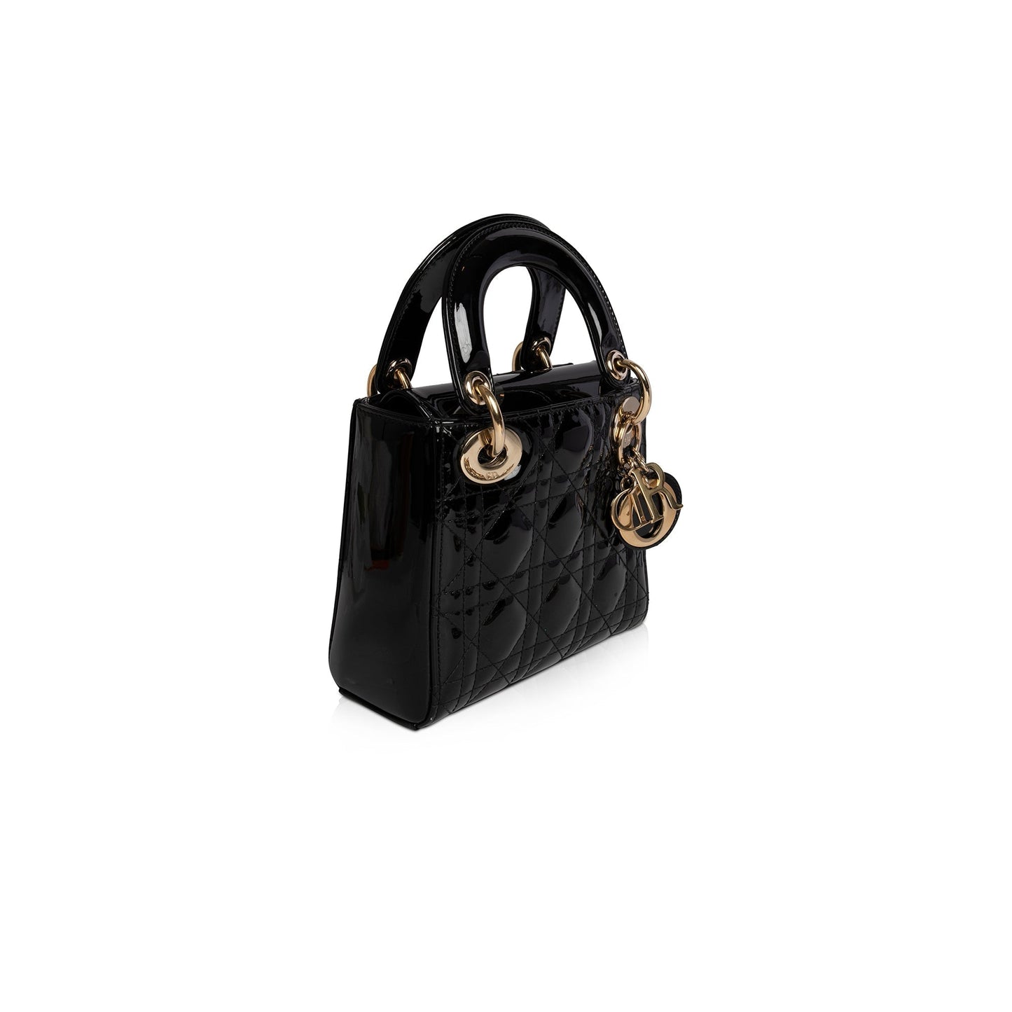 Christian Dior Black Patent Mini Lady Dior Bag