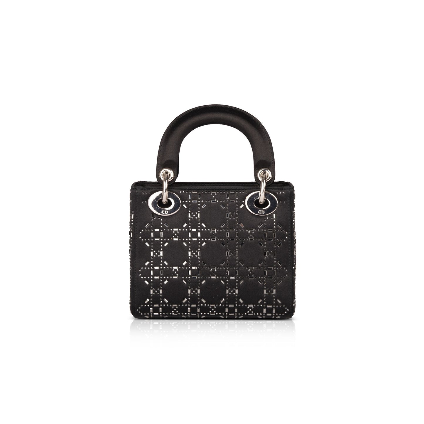Christian Dior Black Strass Cannage Satin Mini Lady Dior Bag