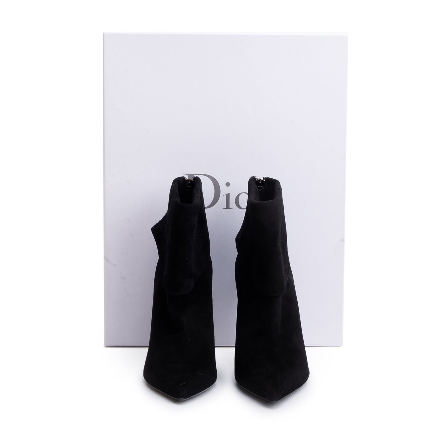 Christian Dior Black Suede Reverso Ankle Boots, Size 37