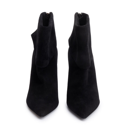 Christian Dior Black Suede Reverso Ankle Boots, Size 37
