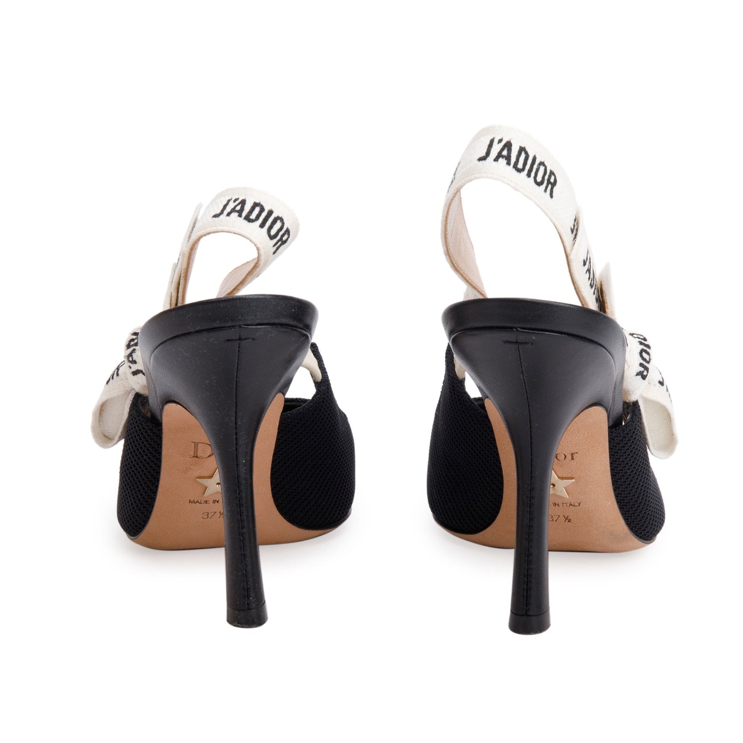 Christian Dior Black Technical Fabric Embroidery J'Adior Slingback Pumps, Size 37.5