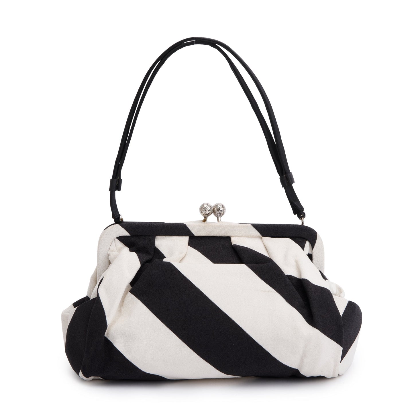 Christian Dior Black & White Canvas Frame Clutch Bag