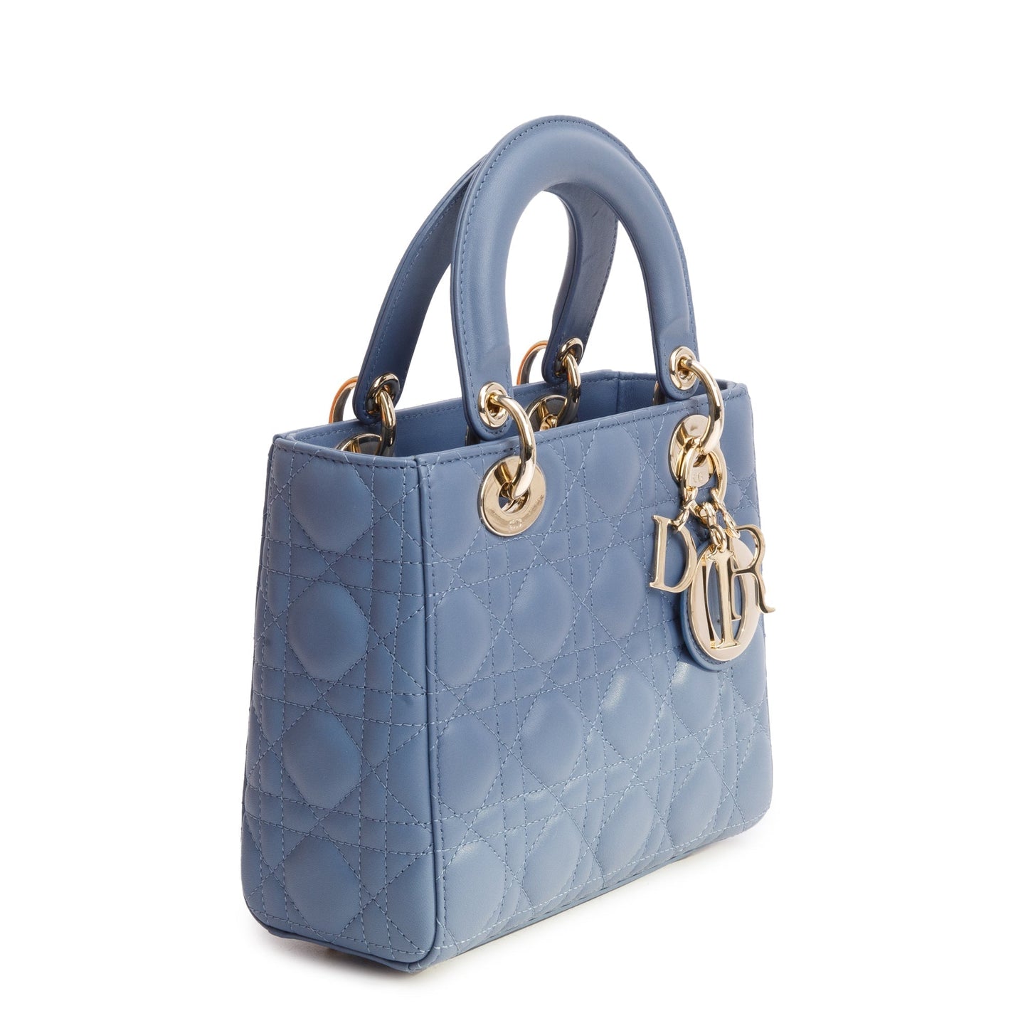 Christian Dior Blue Cannage Leather Small Lady Dior Bag