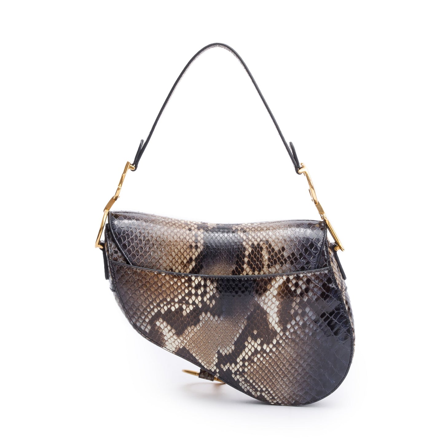 Christian Dior Brown Snakeskin Saddle Bag