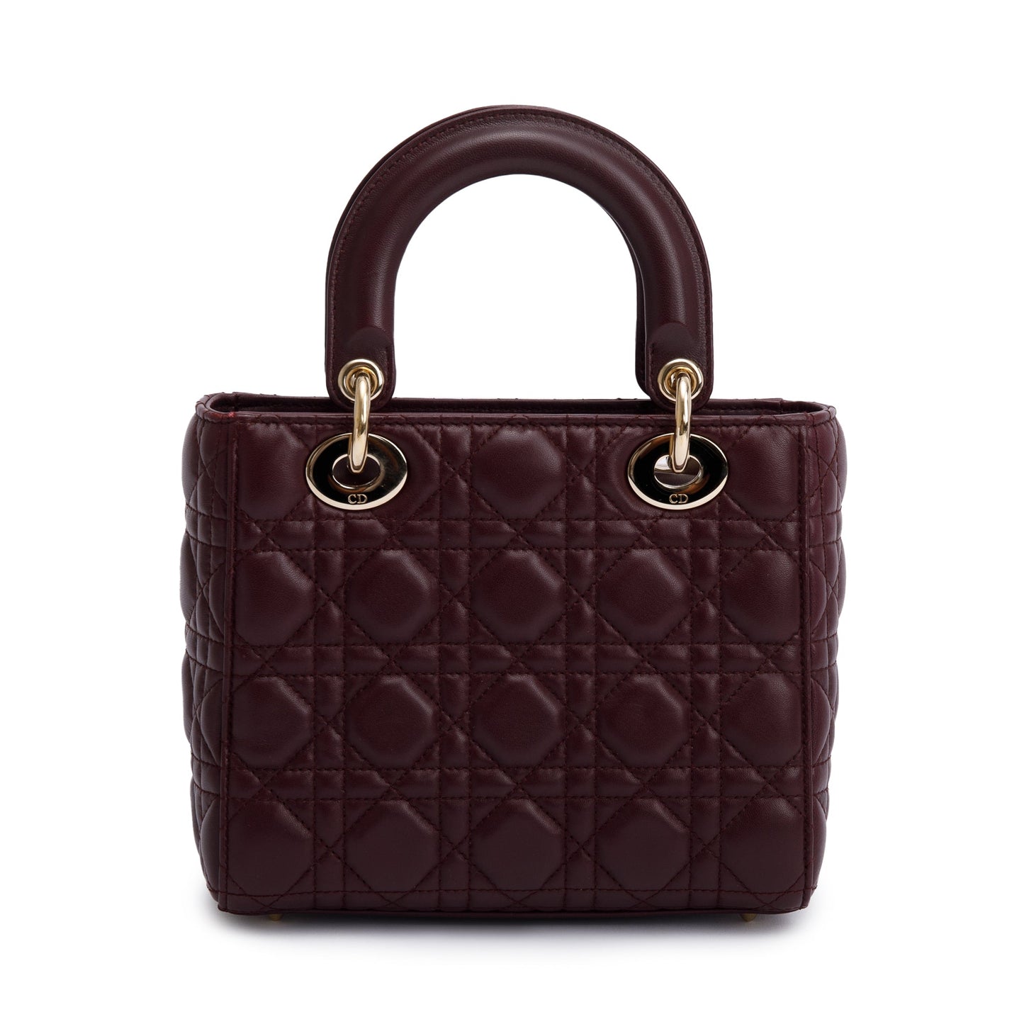 Christian Dior Burgundy Cannage Leather Small Lady Dior Bag