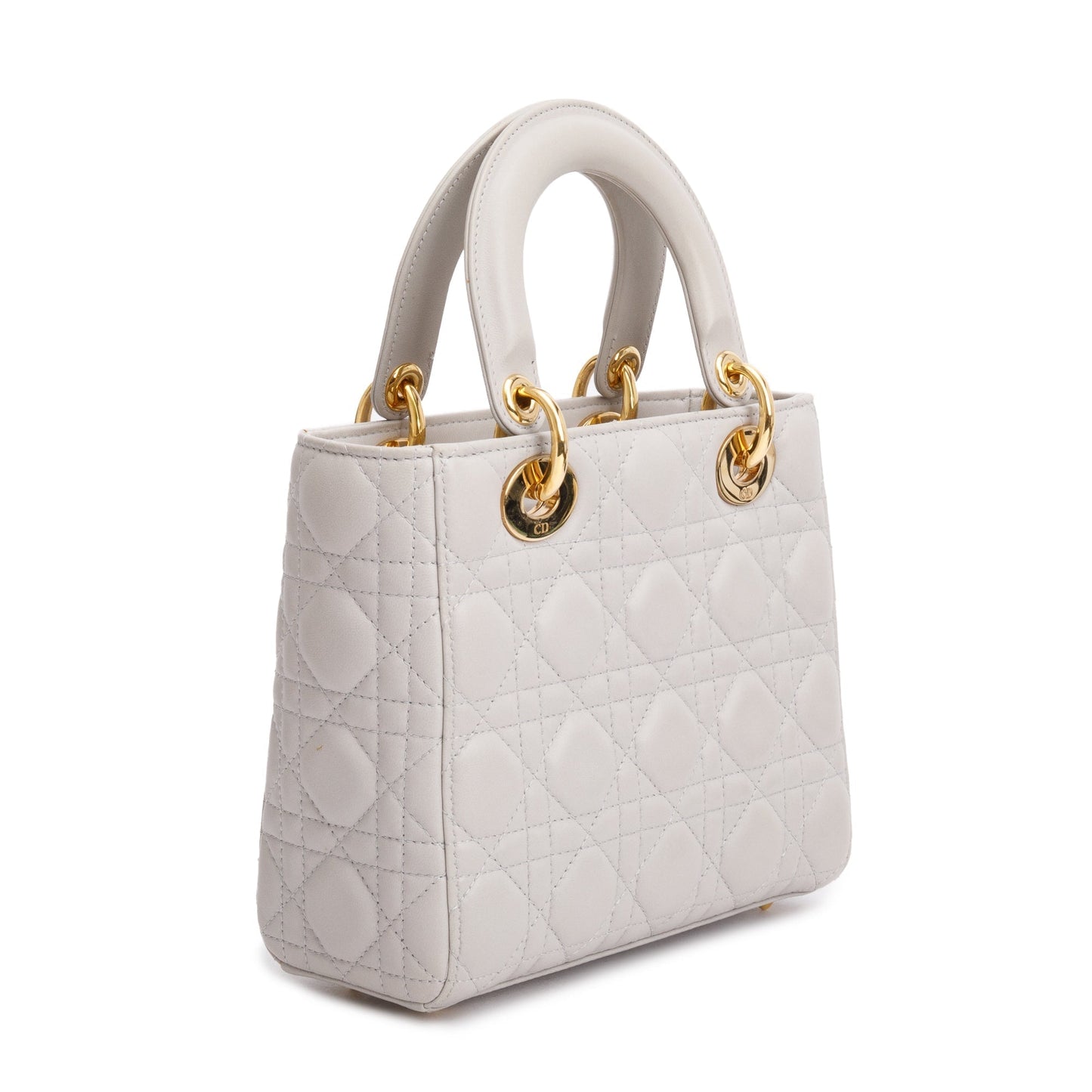 Christian Dior Grey Cannage Lambskin Leather Small Lady Dior Bag