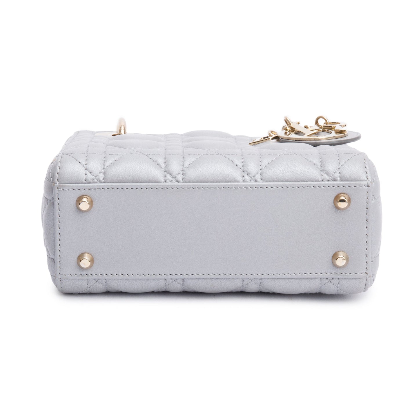 Christian Dior Grey Cannage Leather Mini Lady Dior Bag