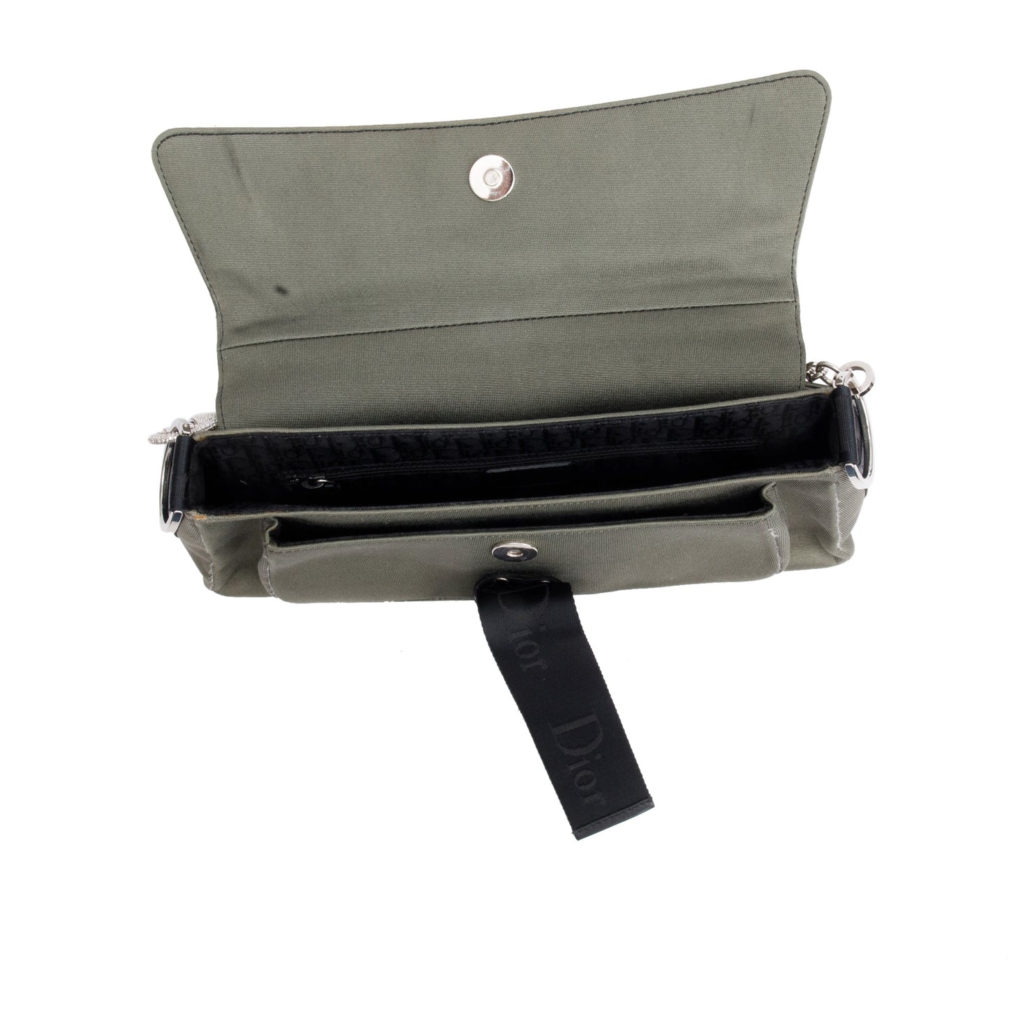 Christian Dior Grey Canvas Crystal Embellished Hardcore Shoulder Bag