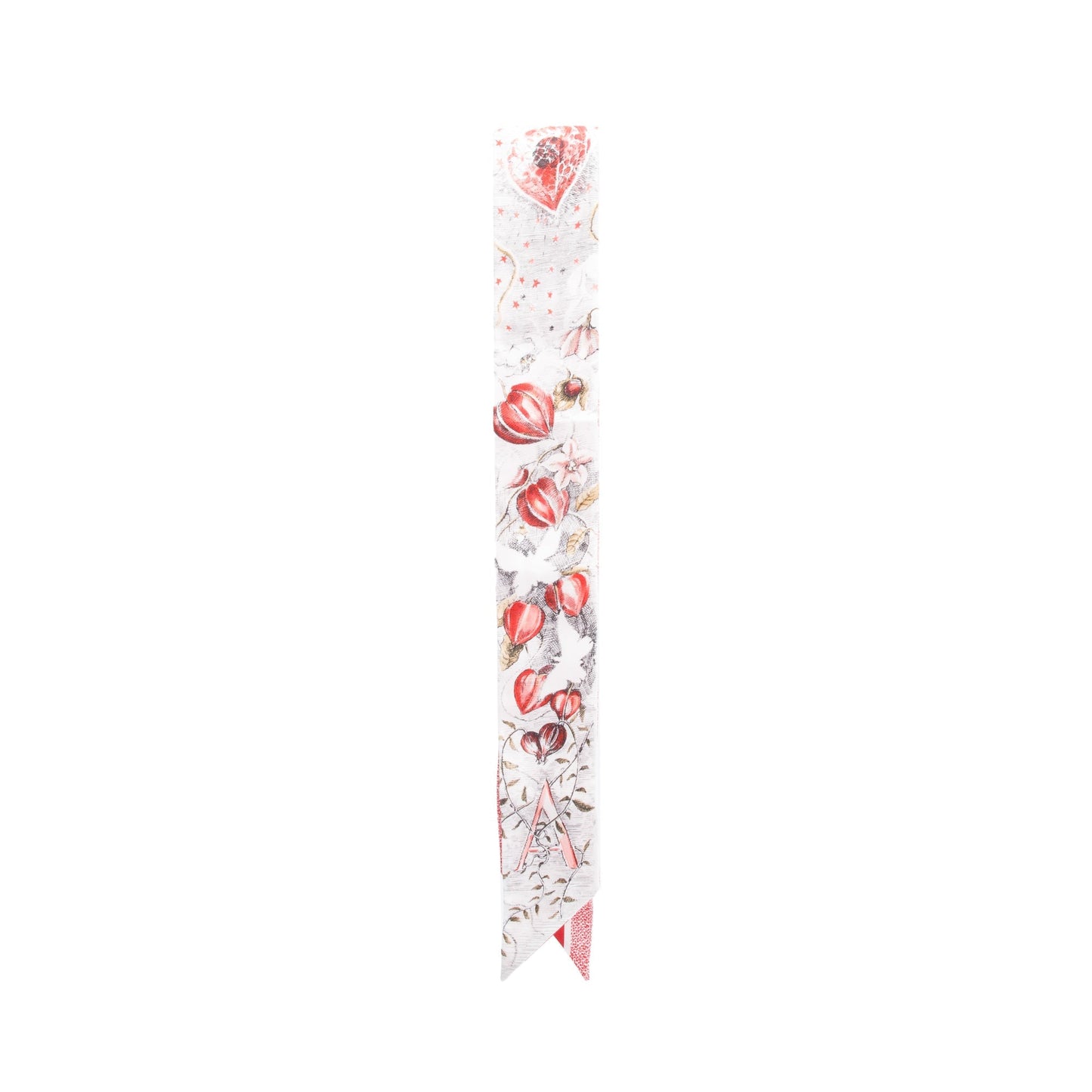 Christian Dior Ivory and Red Multicolor Cabinet de Curiosites Mitzah Silk Twilly