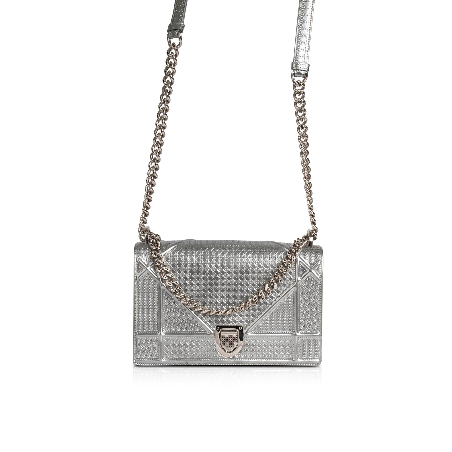 Christian Dior Large Metallic Microcannage Diorama Shoulder Bag