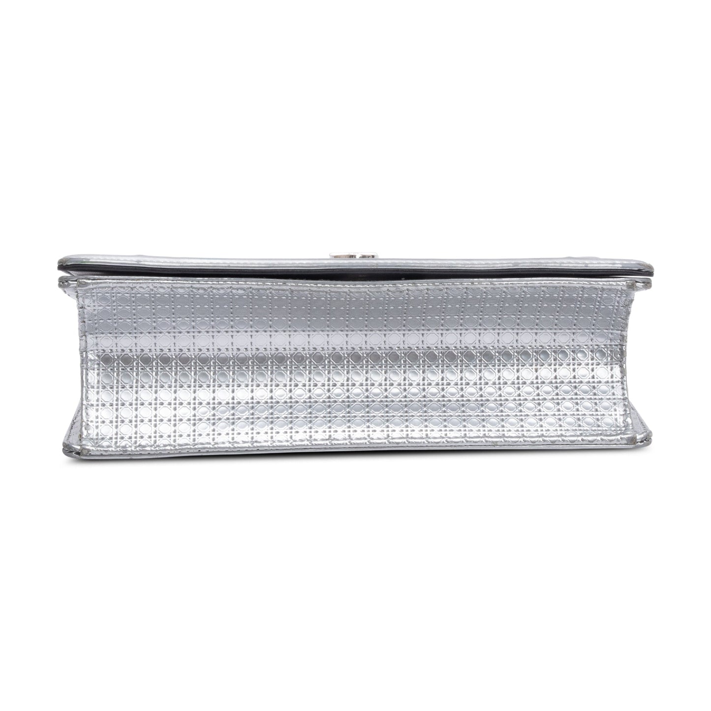 Christian Dior Large Silver Metallic Microcannage Diorama Shoulder Bag